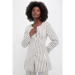 DESTREE Ecru and Beige Claude Linen Stripes Top S - NWT